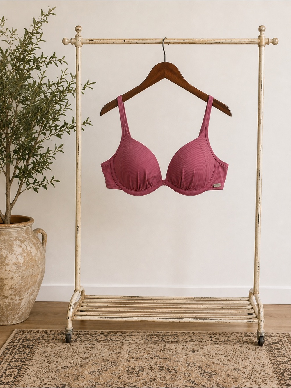 Women's Everyday Support Bra - Dark Rose Push-up Bikini Top